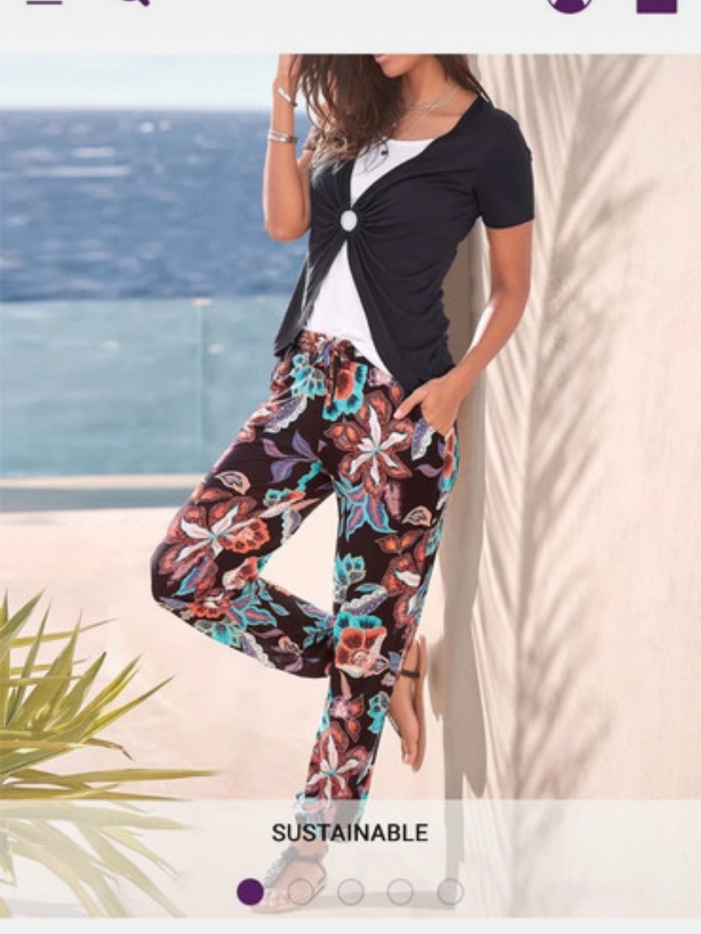 Tropical Print Pants & Cropped Top